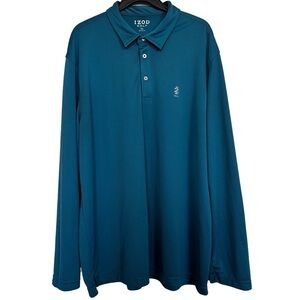 IZOD Golf Men’s Sz XXL Long Sleeve Turquoise Polo Top